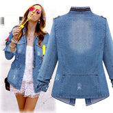 Plus Size Casual Women's Denim jacket Slim Jeans Jacket Chain Jacket - Acapparelstore